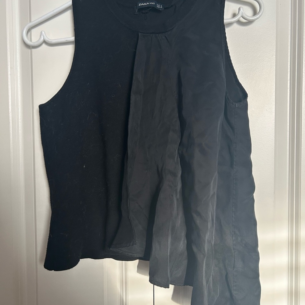 Zara Goth Knit Black Sleeveless Women's Top